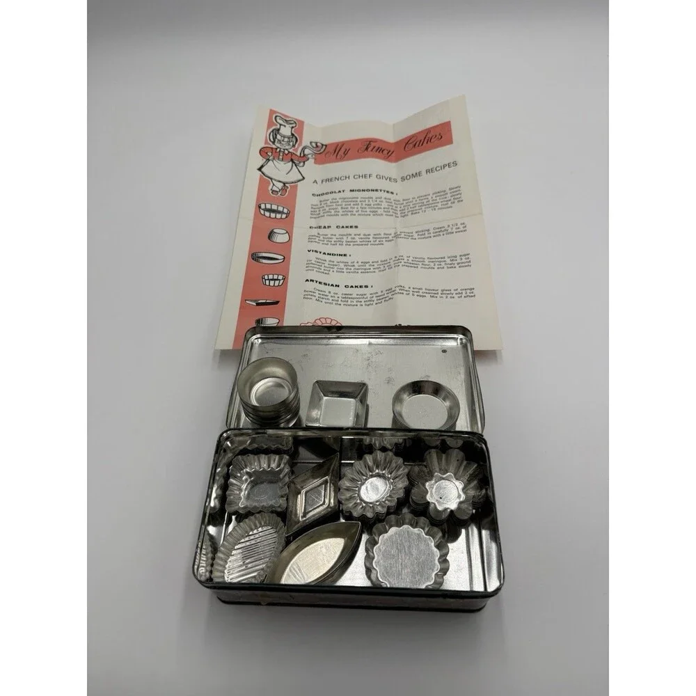 50 Matfer Mini Small My Fancy Cake Bake Molds Tarts Tins w Recipes & Box France